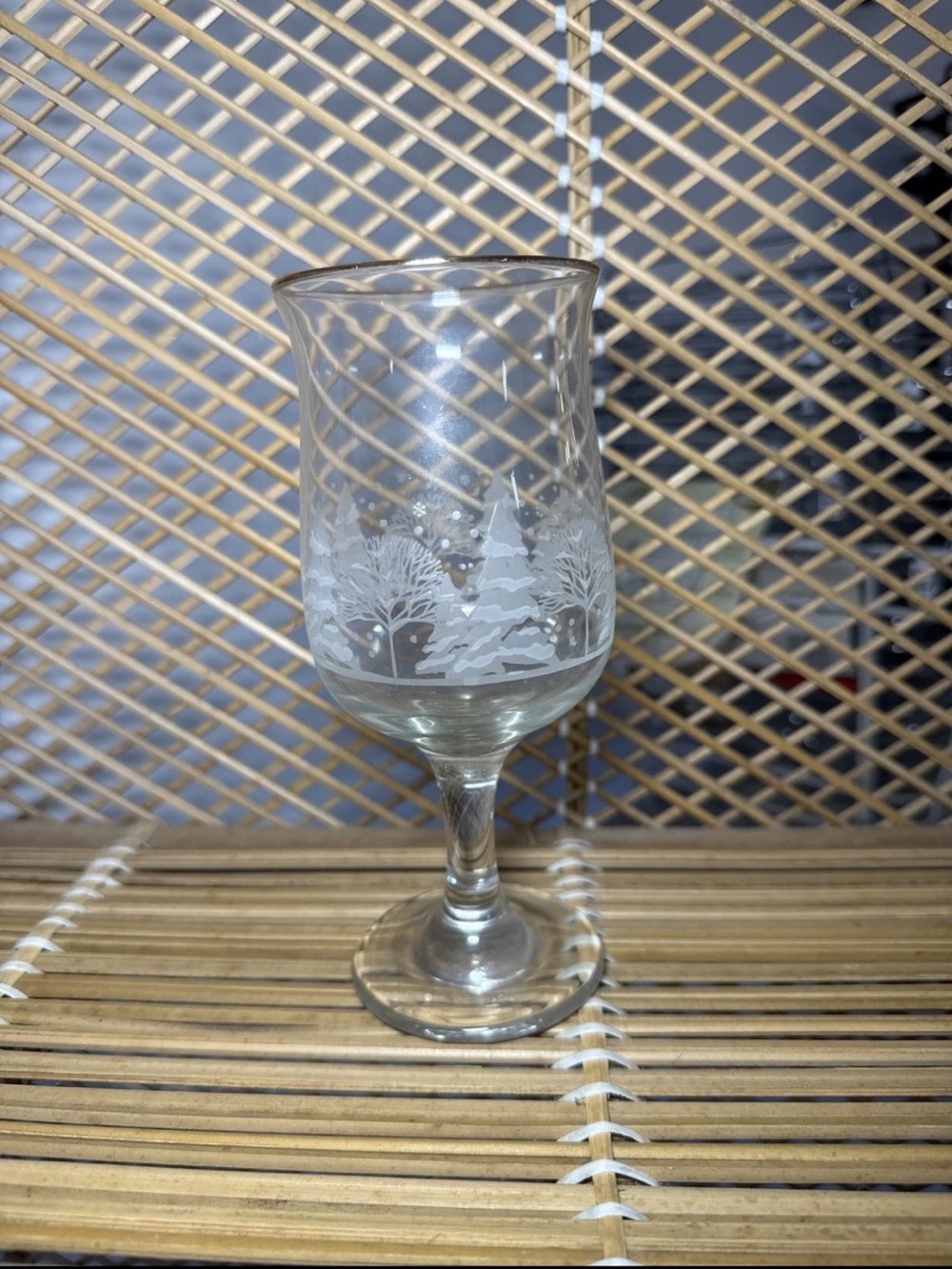 Arby’s Etched Winter Scene Stemmed Glass